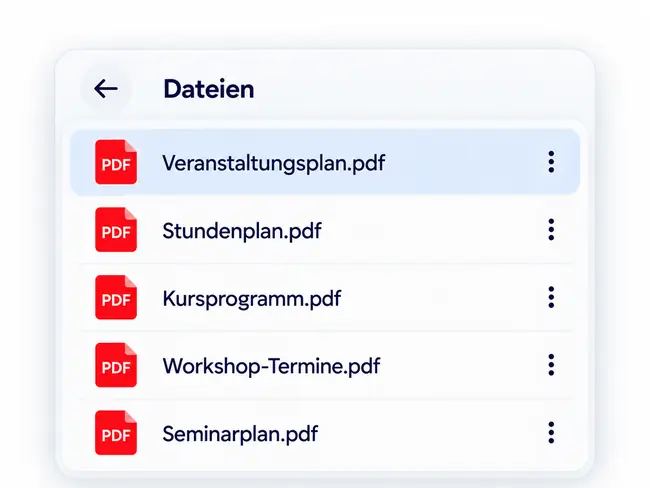 Beispiel: Aus einer Dateiliste wird ein PDF-Dokument ausgewählt